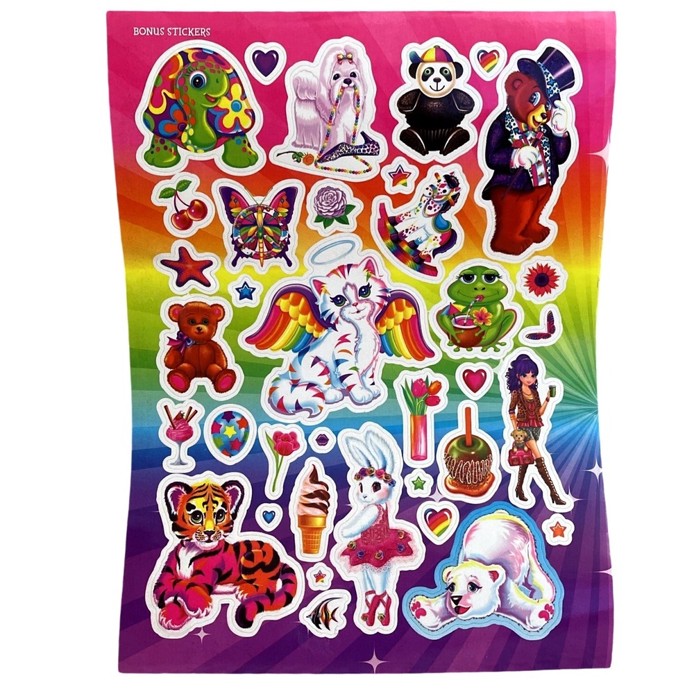 Vintage‎ Lisa Frank Rainbow Panda Turtle Cat Polar Bear Tiger Bunny Frog Sticker